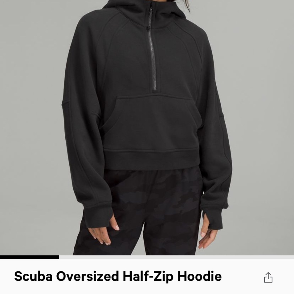 Lululemon scuba oversized cropped half zip hoodie size XL/XXL black